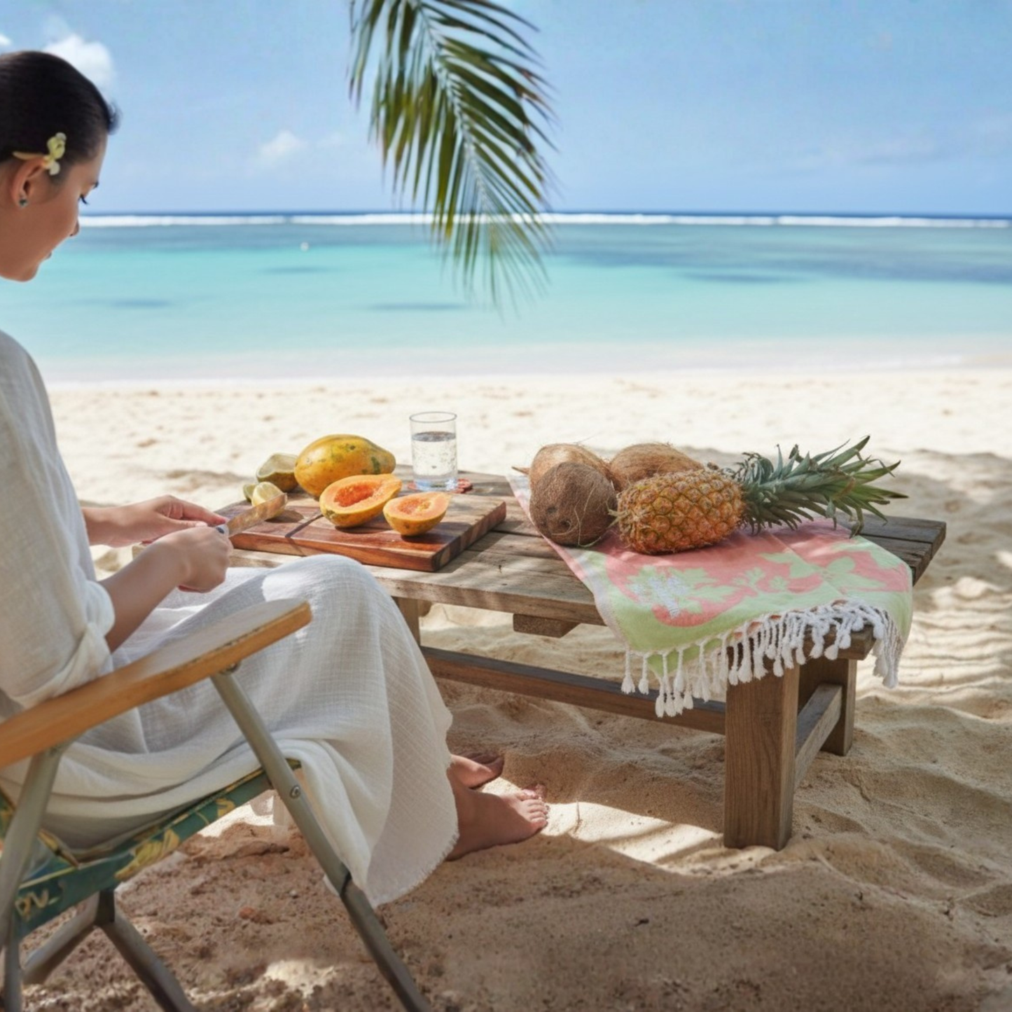 Papaya Blossom Turkish Beach Towel - EHA