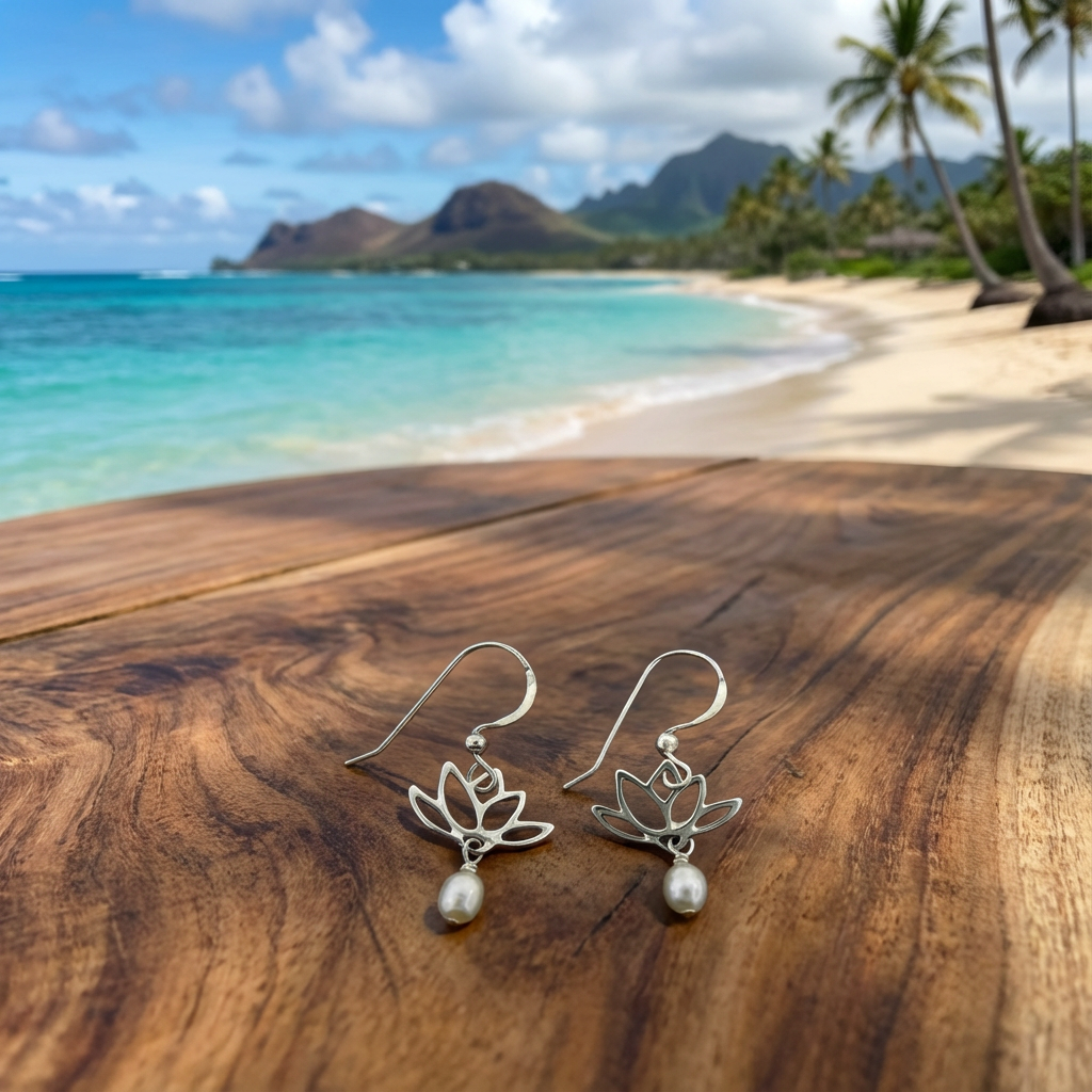 White Pearl Lotus Blooms Earrings - Sosie