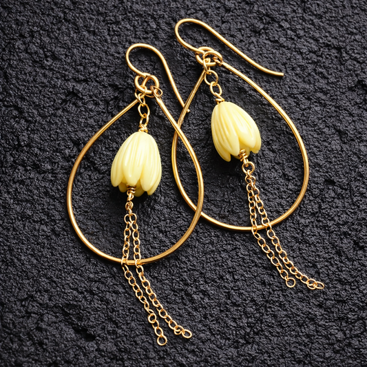 Pikake Teardrop Earrings: Gold Filled - Salty but Sweet