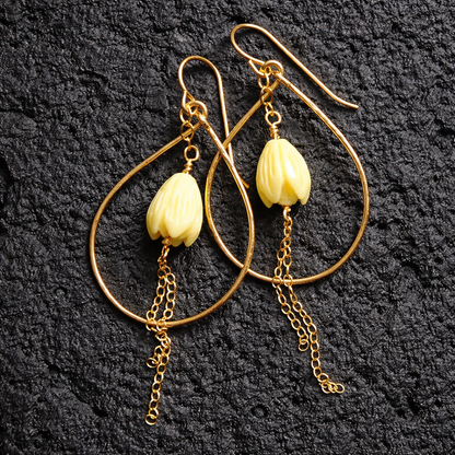 Pikake Teardrop Earrings: Gold Filled - Salty but Sweet