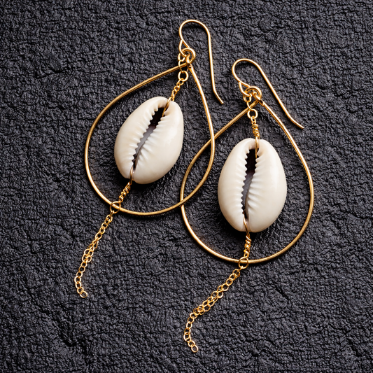 Cowrie Shell Teardrop Earring - Salty but Sweet