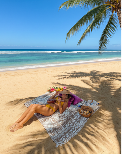 Tiki Lounge Hawaiian Beach Towel for 2 - EHA