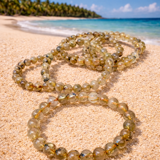 Gold & Copper Rutile Bead Bracelet 6-7mm