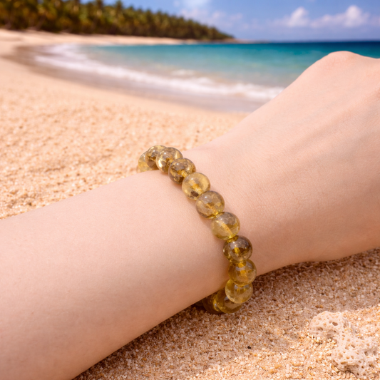 Gold & Copper Rutile Bead Bracelet 6-7mm