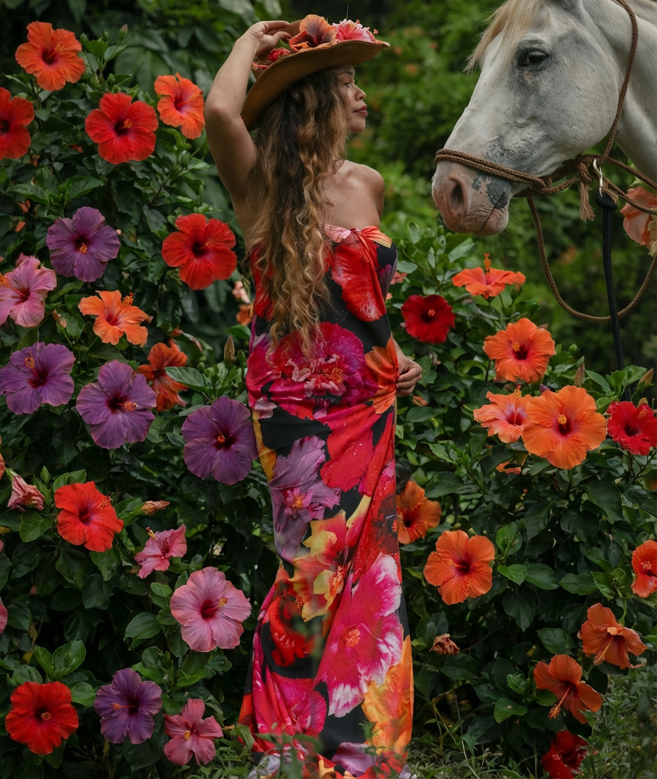 Hibiskiss Moon Pareo Sarong with Ocean Dreamer - Tag Aloha