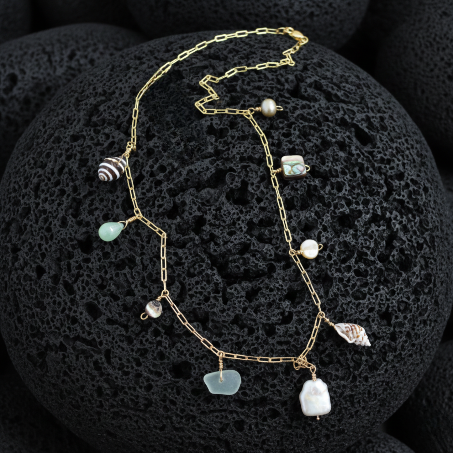 Ocean Charm Necklace in Gold: 18 inches - Salty But Sweet