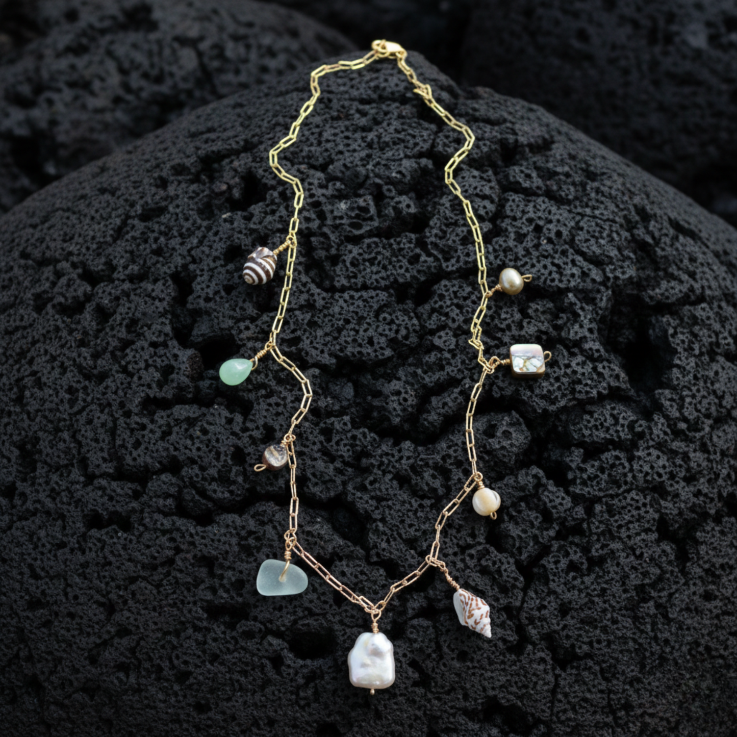 Ocean Charm Necklace in Gold: 18 inches - Salty But Sweet