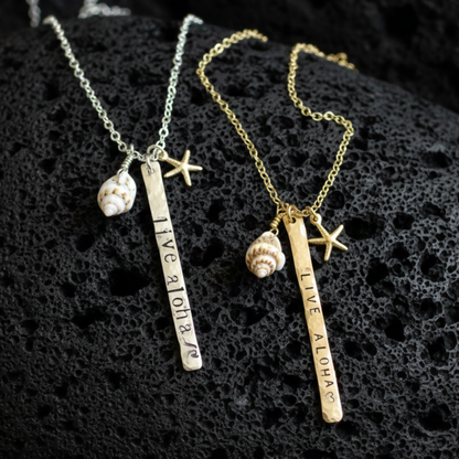 Live Aloha Vertical Bar Necklace- Salty But Sweet