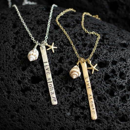 Live Aloha Vertical Bar Necklace- Salty But Sweet