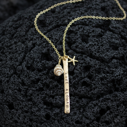 Live Aloha Vertical Bar Necklace- Salty But Sweet