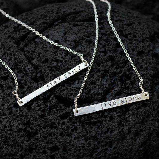 Live Aloha Horizontal Necklace: Gold Filled 18 inches - Salty But Sweet