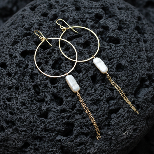 Mother of Pearl Hoop Earrings - Salty But Sweet